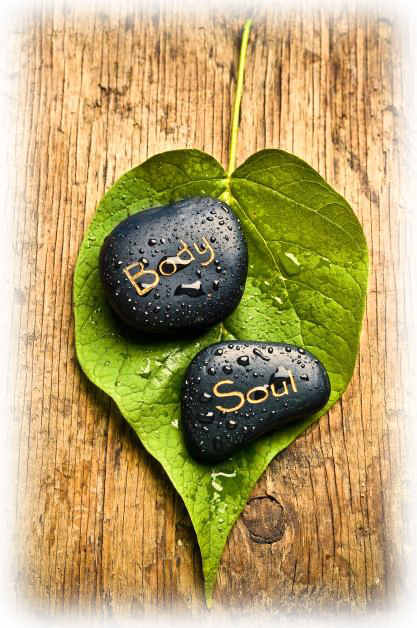 black flat stones with the words body and soul 